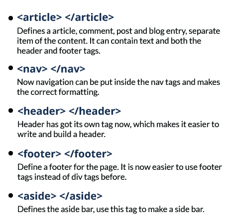 HTML5 Tags